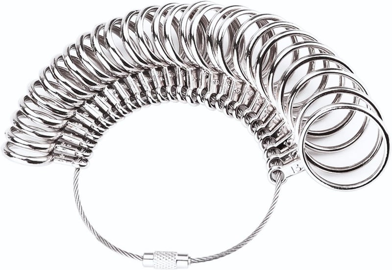 Mudder Stainless Steel Ring Gauges Finger Sizer Professional Measuring Ring Tool, Size 1-13 with Half Size, 27 Pcs - Image 2